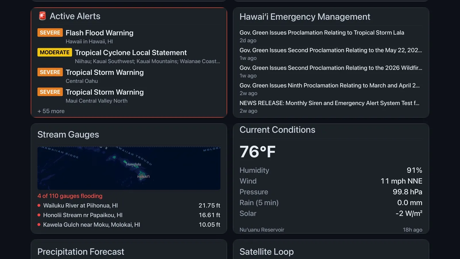 StormWatch on Apple TV: the active alerts panel